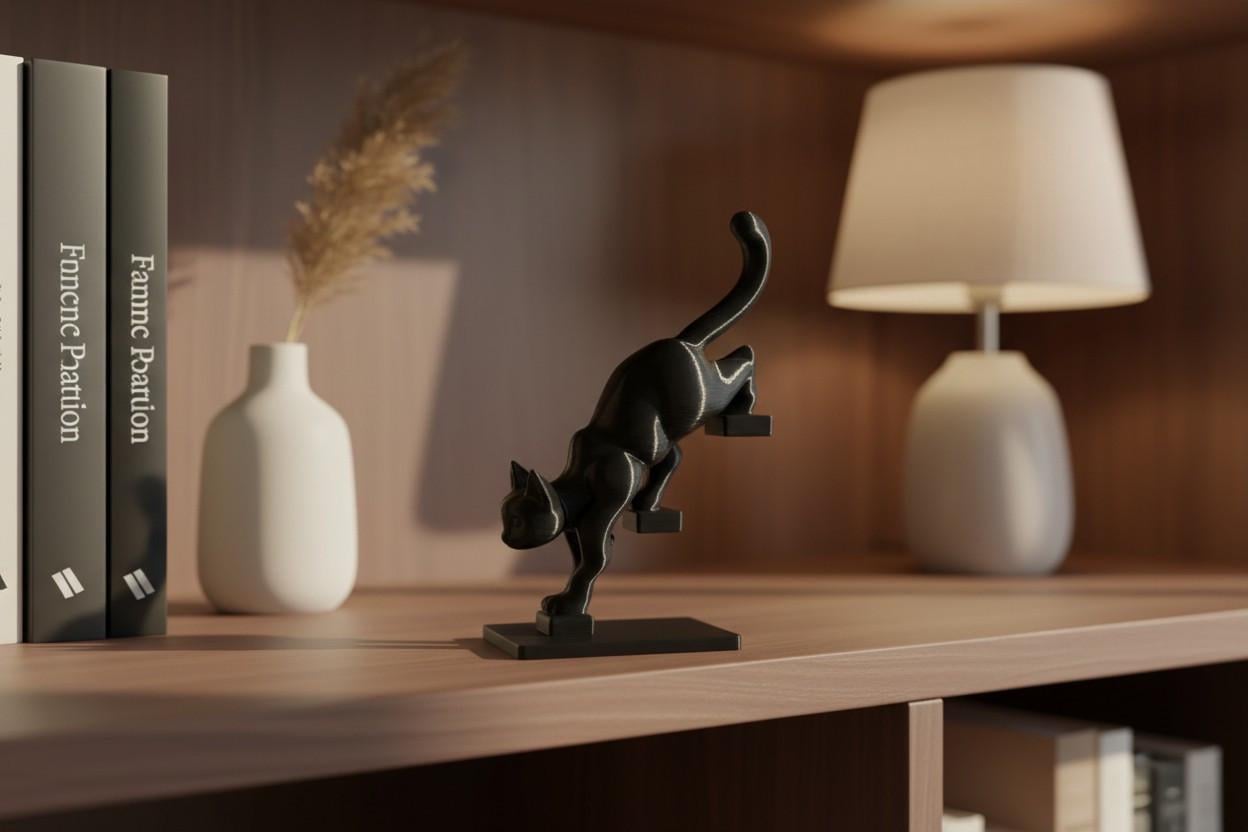 Фігурка декоративна Кішки на квадраті 3D друк Чорний (214497)