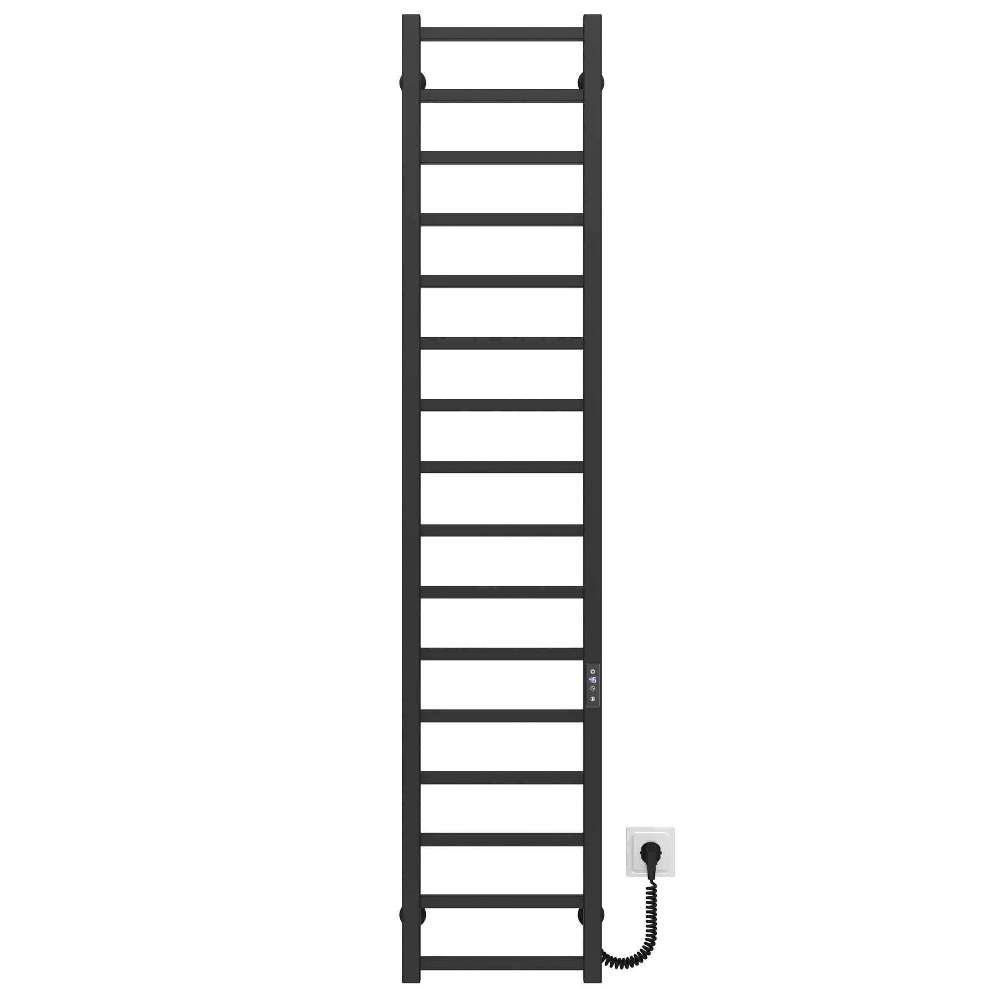 Полотенцесушитель электрический Deffi Forest П16 WD04 правое подключение нержавеющая сталь 200х1600 мм Черный (A.FR.160.20.16.EBR2)