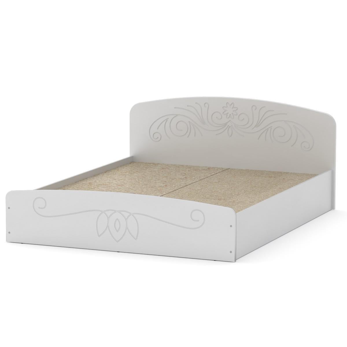 Кровать двуспальная МеблиКо Нежность-160 МДФ 204х168х80 см Альба/Белый (k-1613-1)