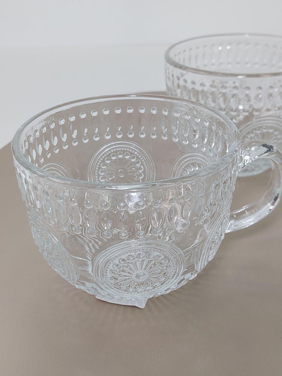 Чашки стеклянные Узор 400 мл 6 шт. Прозрачный (181026) - фото 2