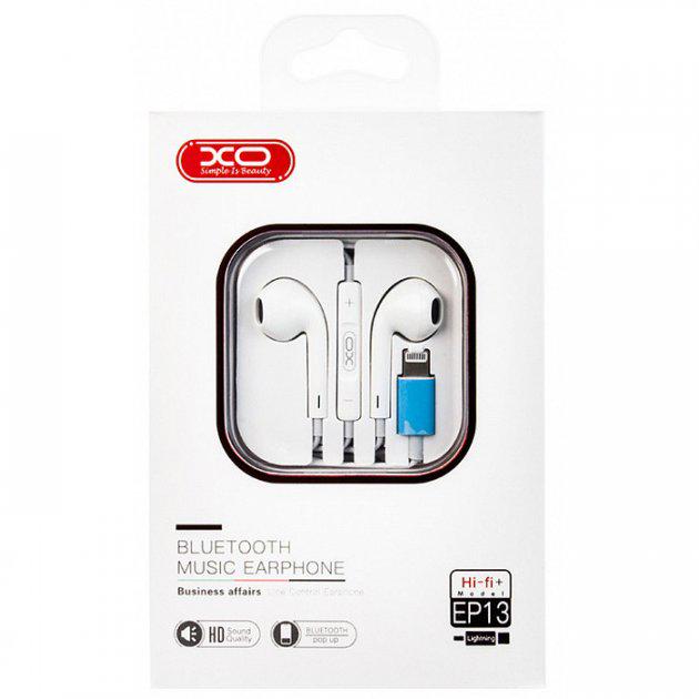 Навушники XO EP13 lighting bluetooth earphone White - фото 2