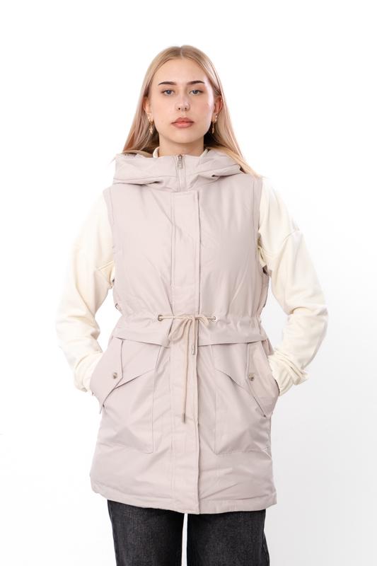 Жилетка демісезонна жіноча полубатал з капюшоном Носи Своє р. 54 Бежевий (14268) - фото 5