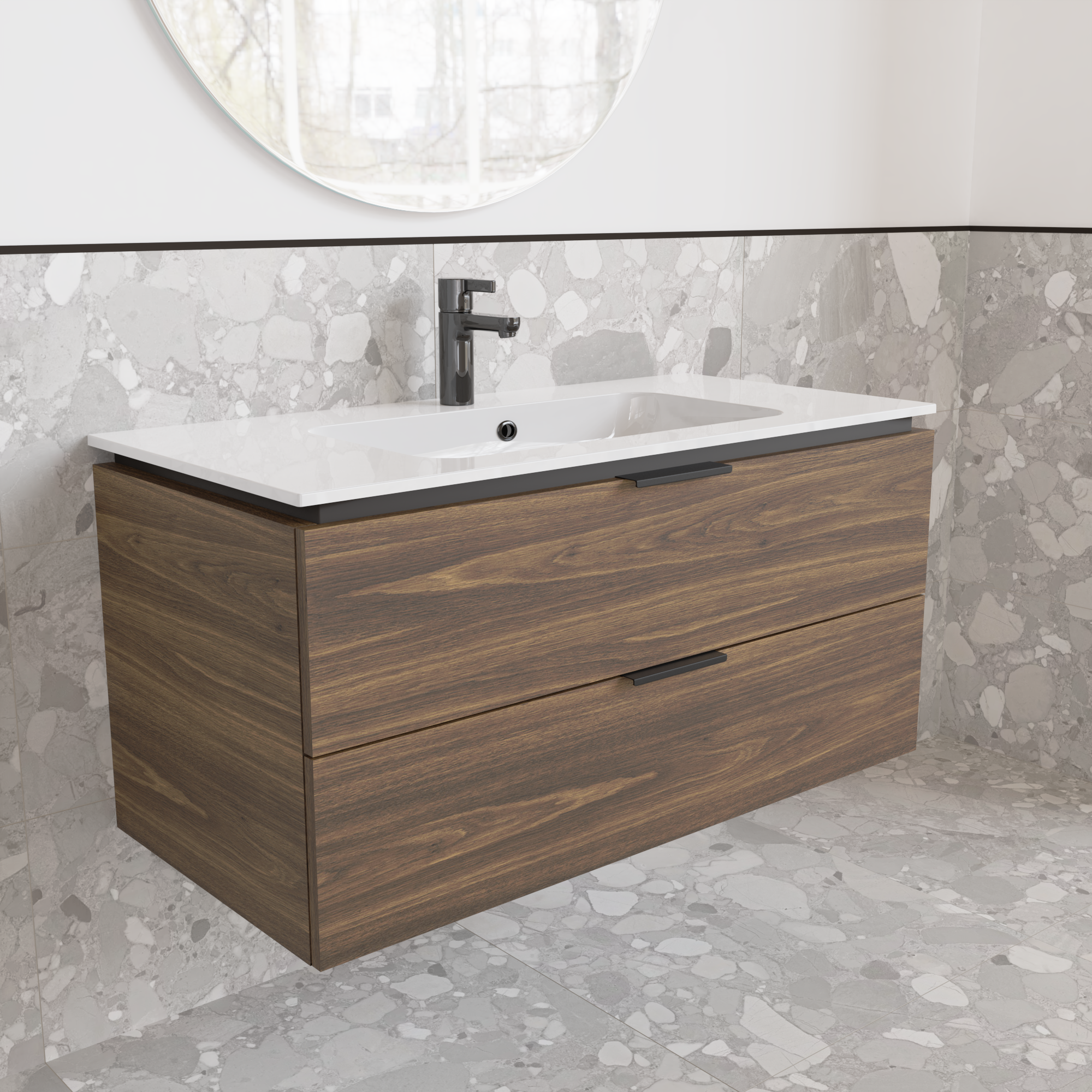 Тумба подвесная с раковиной MVK Vostok Icon 90 В2 900х450х530 мм Дуб Бурбон (p290br) - фото 2 Тумба подвесная с раковиной MVK Vostok Icon 90 В2 900х450х530 мм Дуб Бурбон (p290br) - фото 2