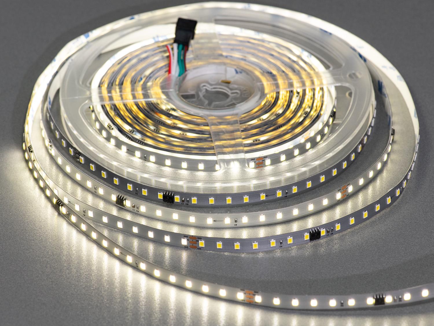 Світлодіодна стрічка адресна 24 В 126 діодів на метр 8 мм Нейтральний білий (PWS24-2835-126-NW-20-8) - фото 1 Світлодіодна стрічка адресна 24 В 126 діодів на метр 8 мм Нейтральний білий (PWS24-2835-126-NW-20-8) - фото 1