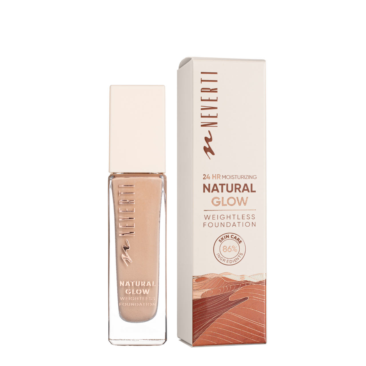 Тональна основа для обличчя Neverti Natural Glow зволожувальна 32 мл 004 Neutral (NP301)