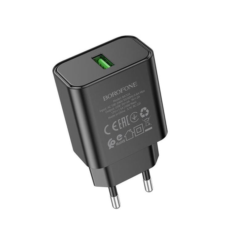 Зарядное устройство для телефона Borofone BA72A Spring single port QC3.0 charger Black (26296)