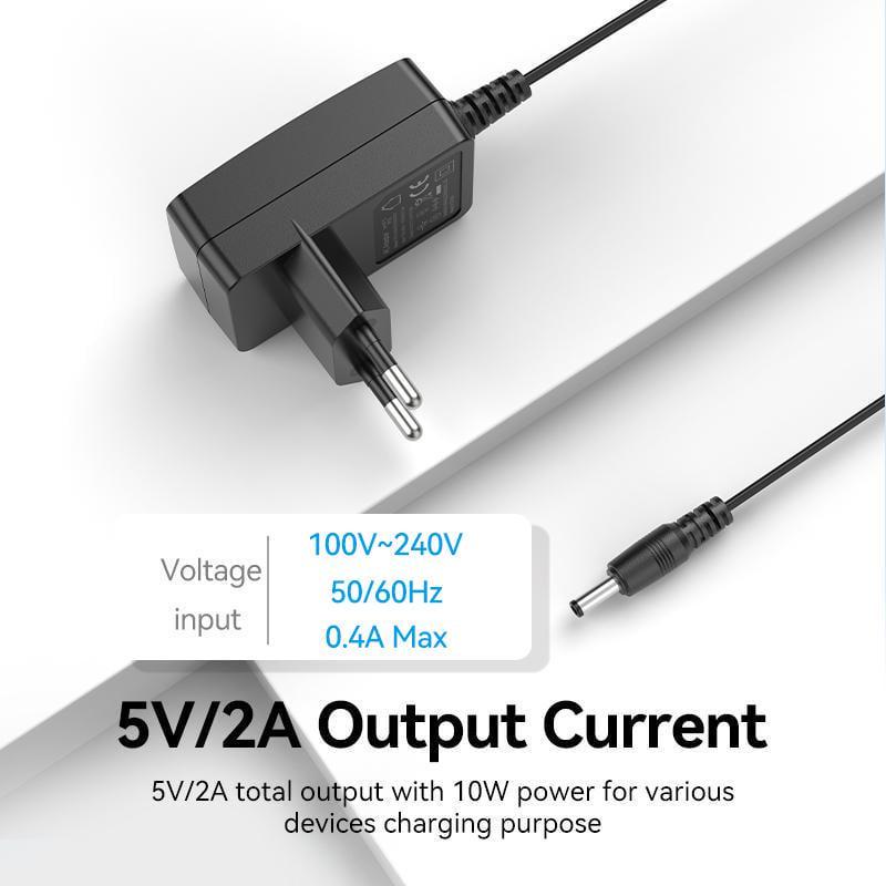 Блок питания Vention DC 3,5 мм х 1.35 мм 10W 5В/2А AC-DC Черный (TPQ-236A050200VW01) - фото 3 Блок питания Vention DC 3,5 мм х 1.35 мм 10W 5В/2А AC-DC Черный (TPQ-236A050200VW01) - фото 3