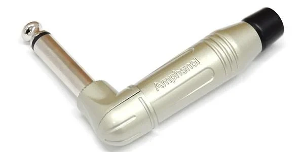 Штекер моно на угловой кабель М-серия Jack Phono 6,3 мм покрытие никель на кабель Ø 3,0-7,0 мм светлый металл (000000563)