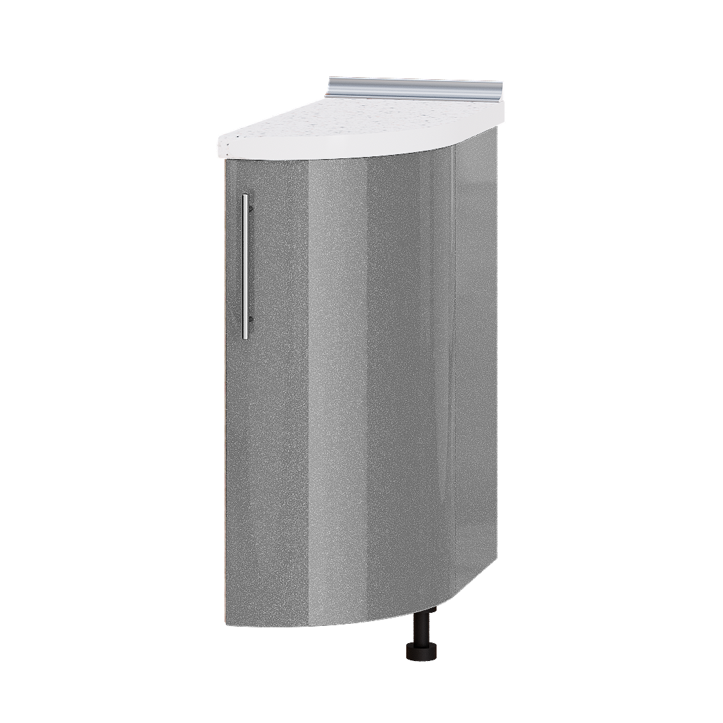 Шкаф нижний Эверест Модерн модуль угловое радиусное окончание Н94-300 30х55х85 см Серебристый металлик глянец/Белый (03311)