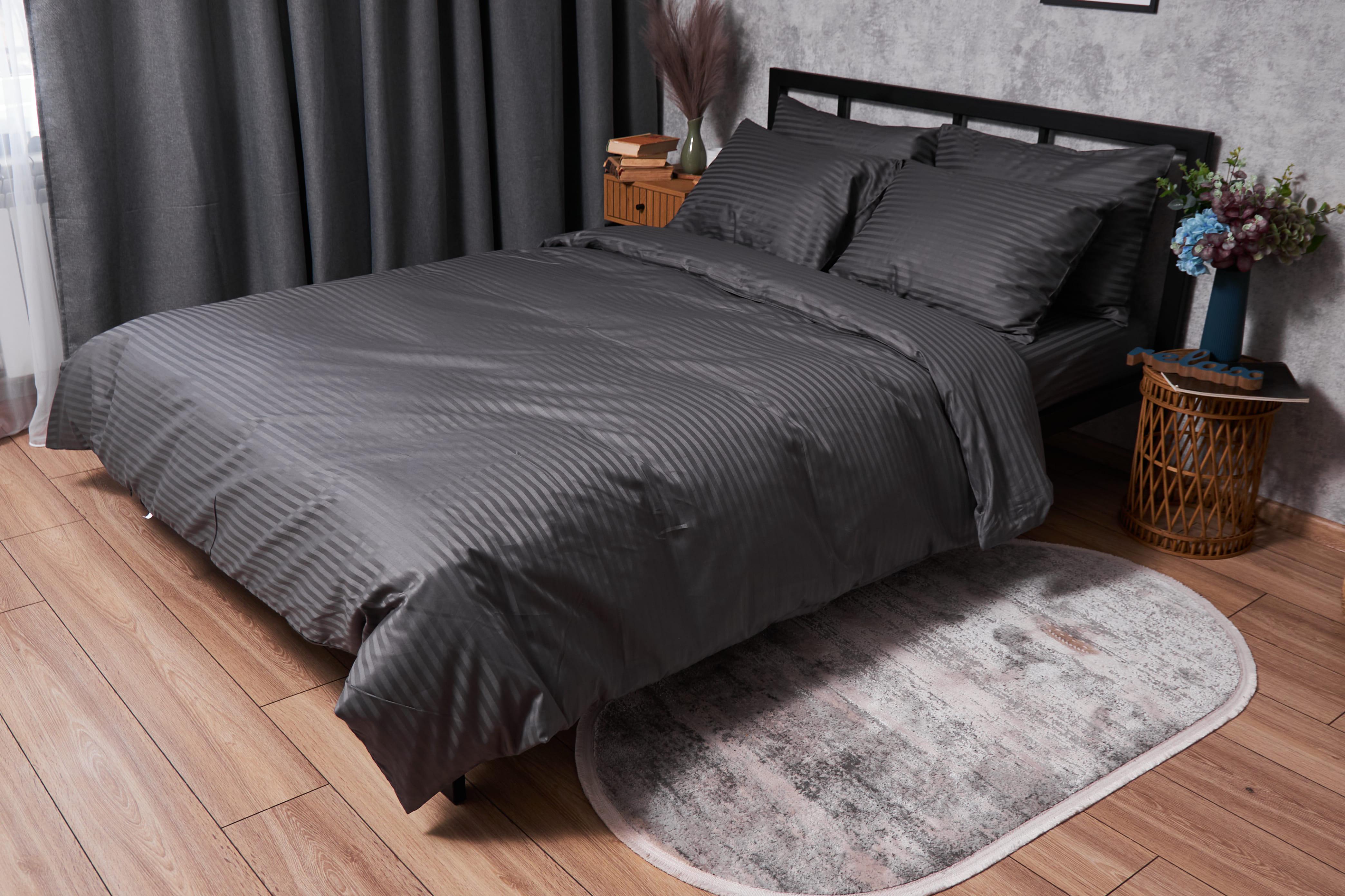 Комплект постільної білизни Moon&Star Satin Stripe євро 200х220 см 50х70 см/2 шт. Stripe Black (MS-820003686)