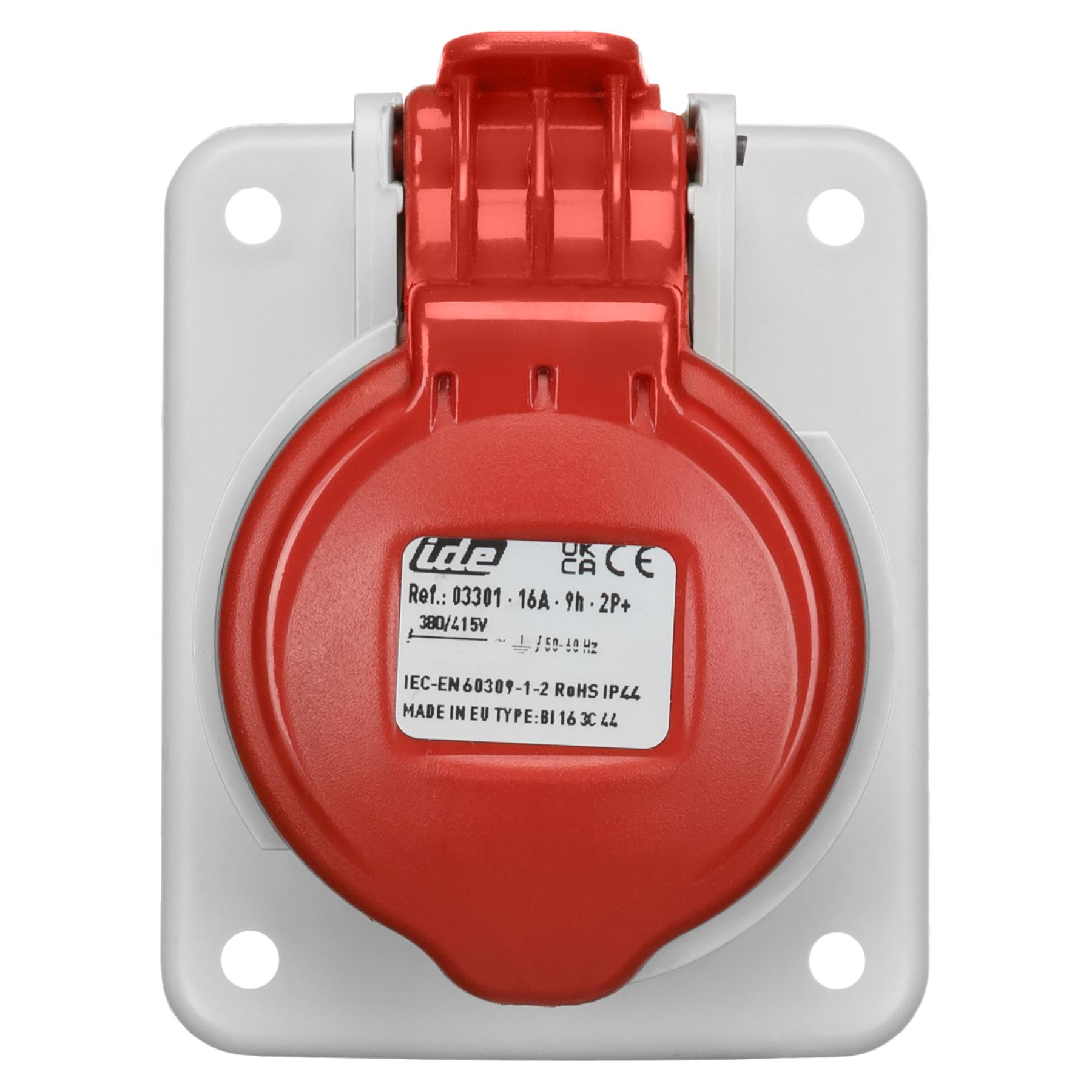 Розетка вбудована похила IDE 16А 380V 2P+E IP44 (3301)
