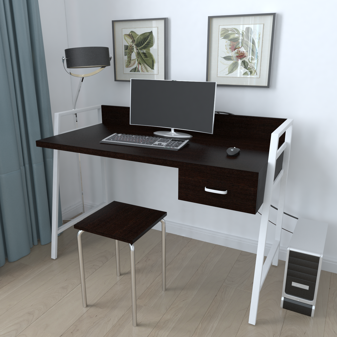 Письменный стол Ferrum-decor Комфорт металл/ДСП 32 мм 750x1000x600 мм Белый/Венге Магия (FRD-105372)