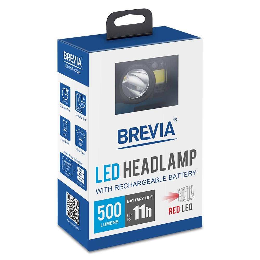 Ліхтар налобний Brevia 500Lm 3W CREE XPG+COB 1200 mAh/3xAAA з сенсором Білий/Червоний (14350ERBX1) - фото 11 Ліхтар налобний Brevia 500Lm 3W CREE XPG+COB 1200 mAh/3xAAA з сенсором Білий/Червоний (14350ERBX1) - фото 11