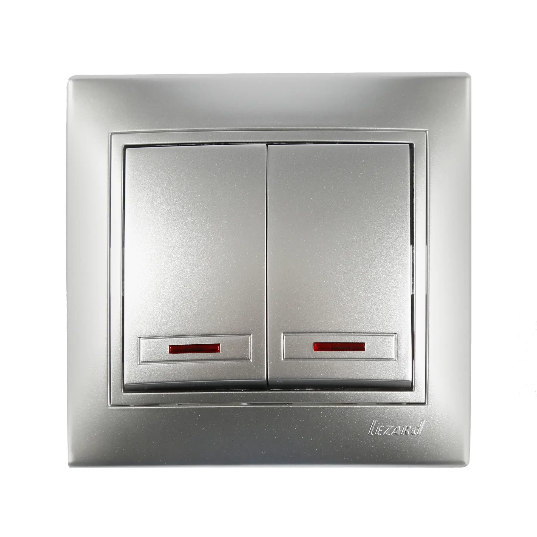 Вимикач Lezard Mira 2-клавішний з підсвіткою Металік