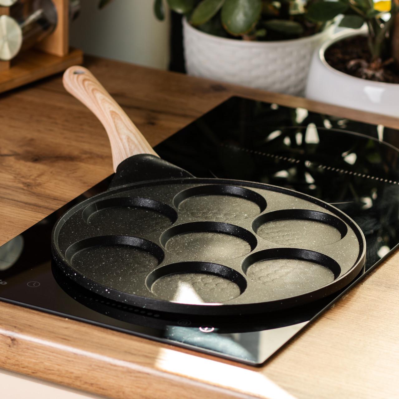 Сковорода для блинов/яиц и оладий 7-секционная круглая 26 см Черный - фото 5