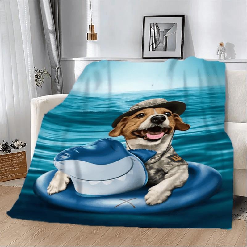 Плед-покрывало Море плюш/велюр полуторное 160х200 см Голубой