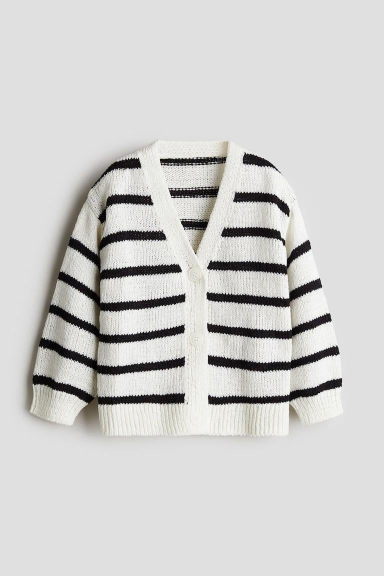 Кардиган Полоски 134-140 см Черно-белый (1236362)