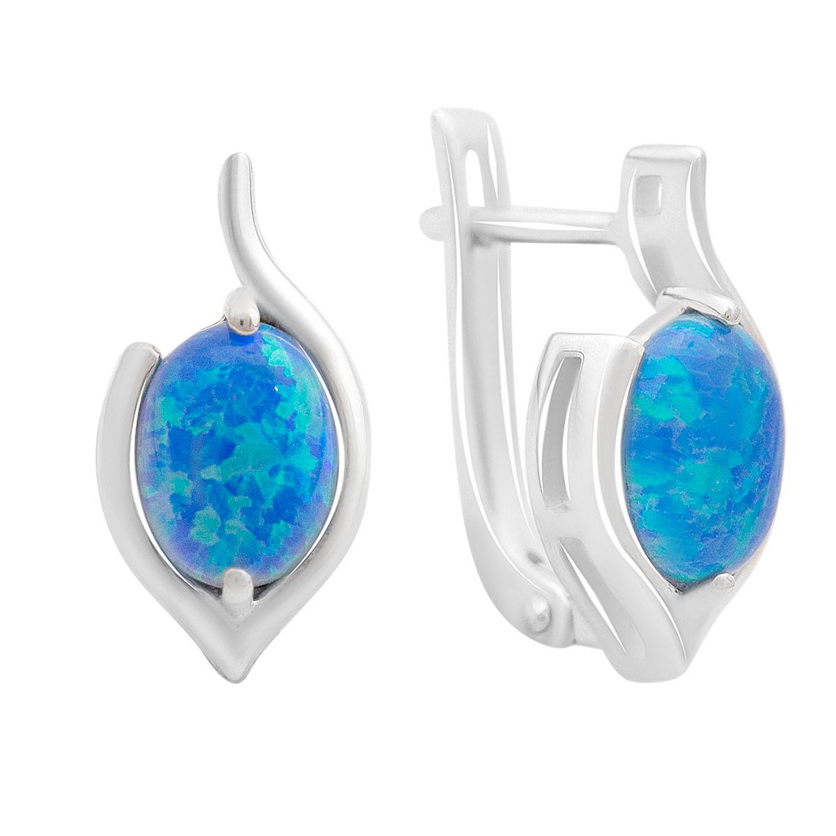 Серьги серебряные с натуральным опалом овальная форма Серьги серебряные с натуральным опалом овальная форма