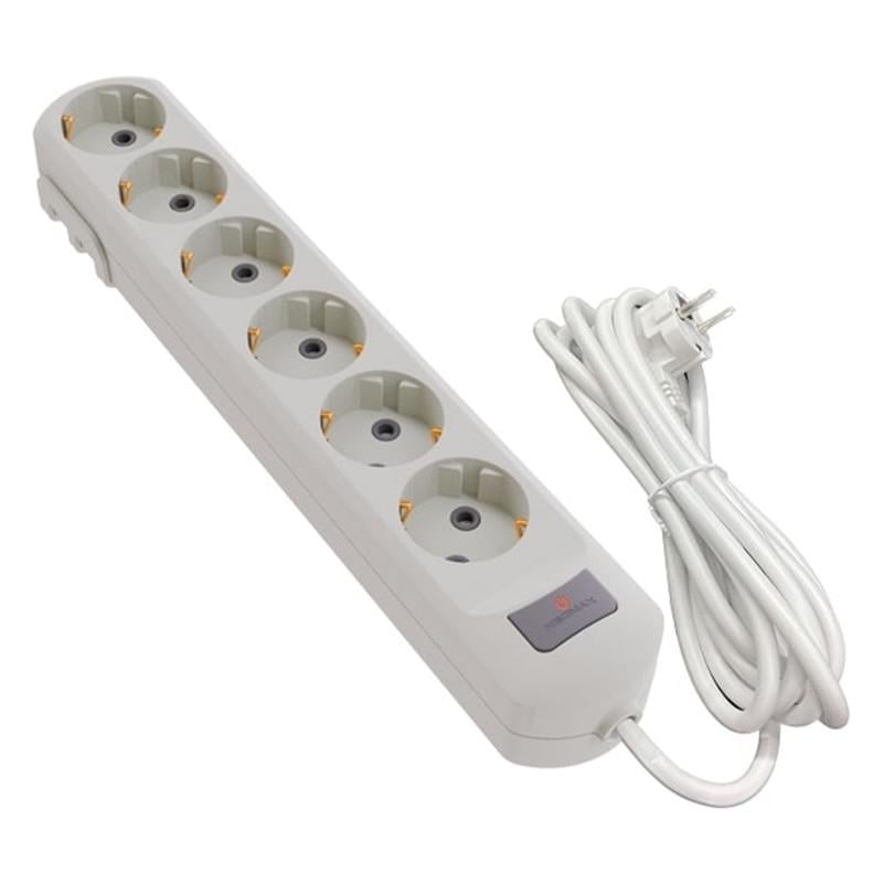 Удлинитель Neomax 3 м 6 гнезд с заземлением/с кнопкой Белый (NX503603) - фото 1 Удлинитель Neomax 3 м 6 гнезд с заземлением/с кнопкой Белый (NX503603) - фото 1