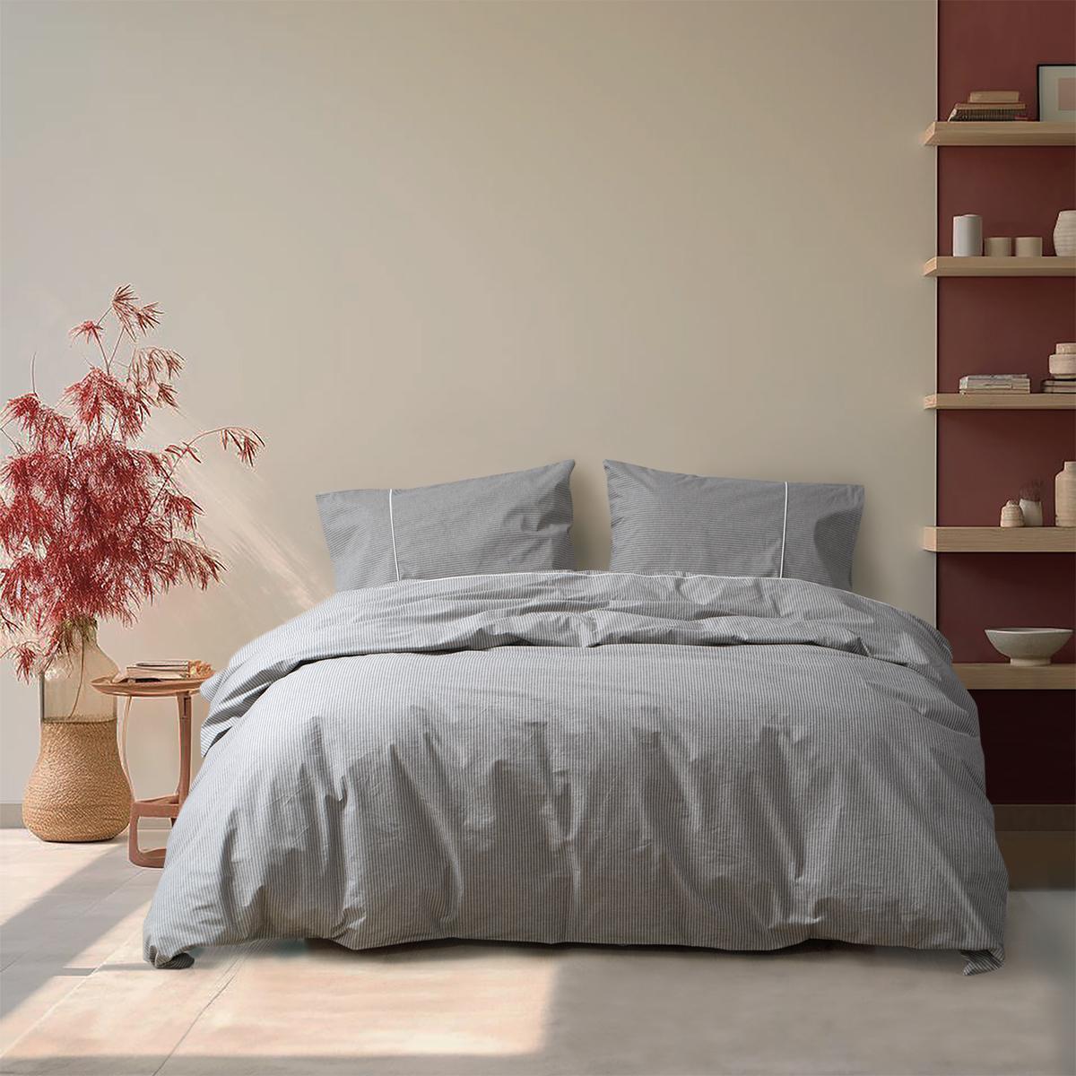 Комплект постельного белья Lotus Home Premium Percale Stripe семейный Антрацит (26668295) - фото 2
