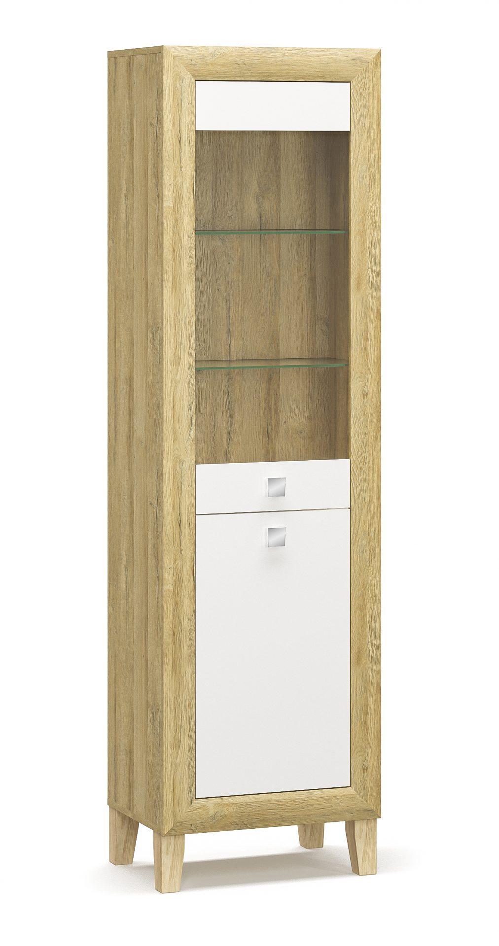 Витрина распашная Мебель-Сервис Далия 1В1Д из ДСП Дуб золотой/Белый глянец