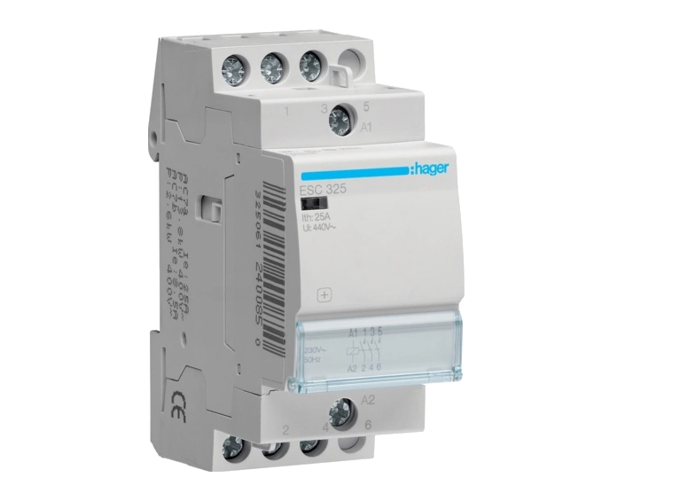 Контактор модульный Hager 25A 3НО 230B AC (ESC325)
