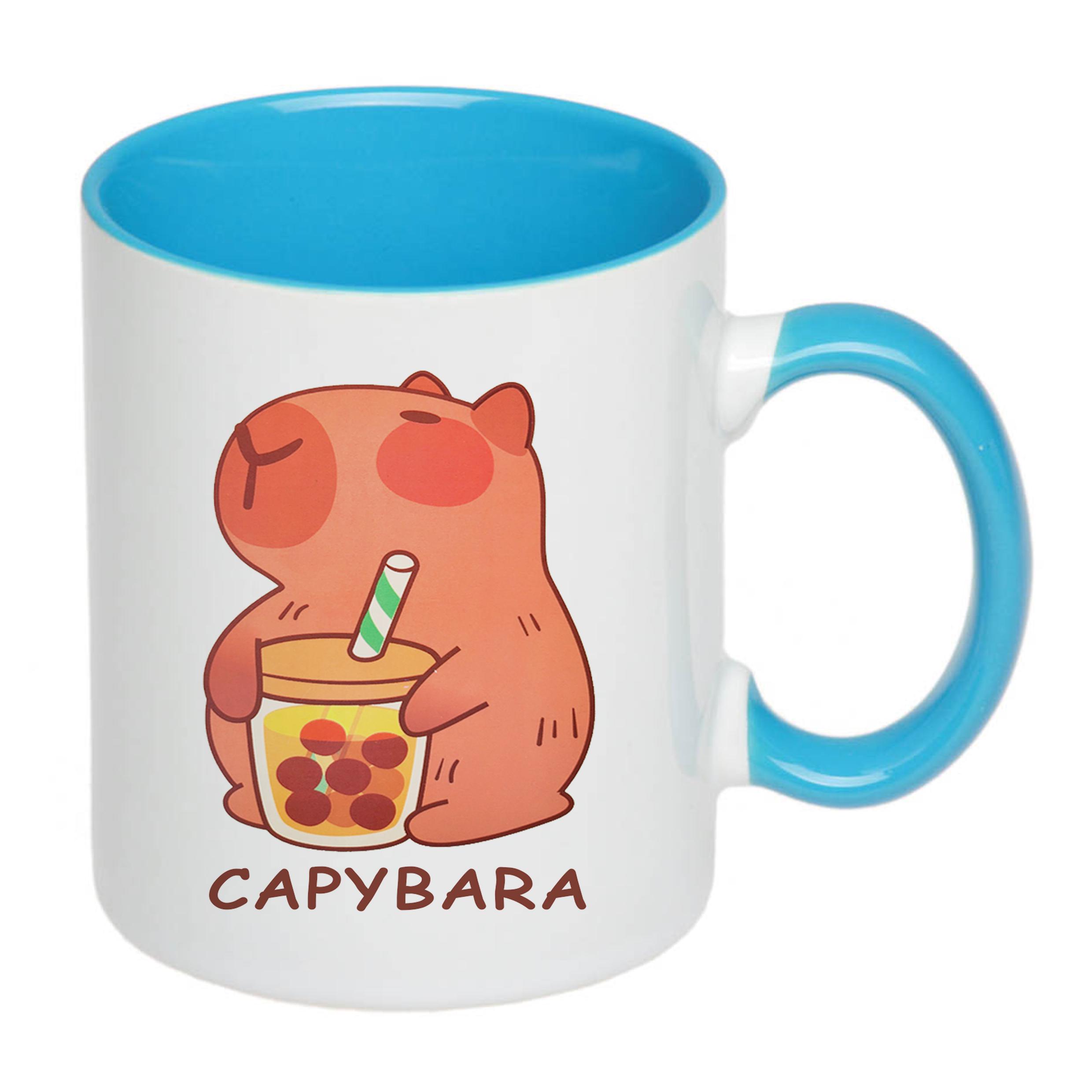 Чашка с печатью Капибара 330 мл Голубой (23942) - фото 2 Чашка с печатью Капибара 330 мл Голубой (23942) - фото 2