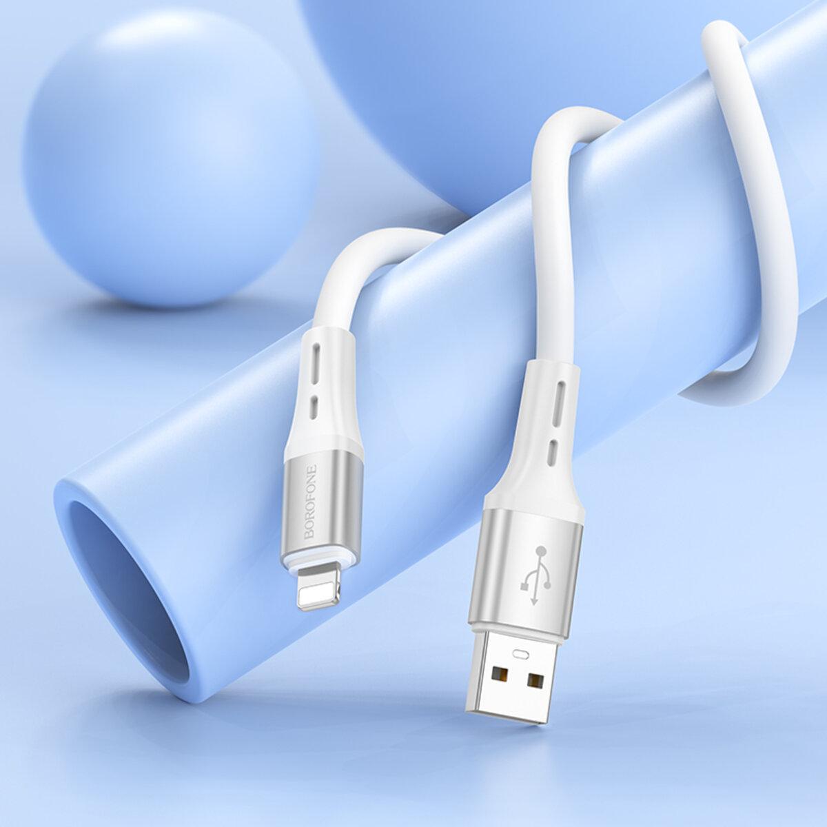 Кабель Borofone BX88 Solid silicone charging data cable for Lightning White (BX88LW) - фото 4 Кабель Borofone BX88 Solid silicone charging data cable for Lightning White (BX88LW) - фото 4