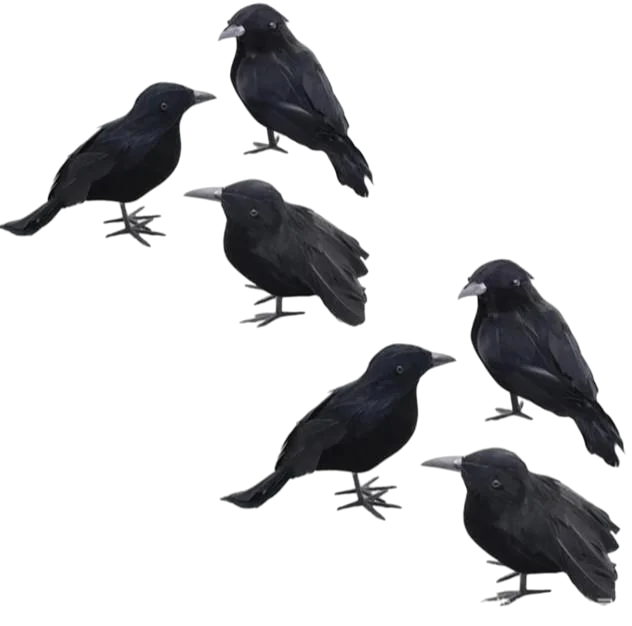 Декор на Хэллоуин ворона искусственная 6 шт. 12 см Черный (324678)