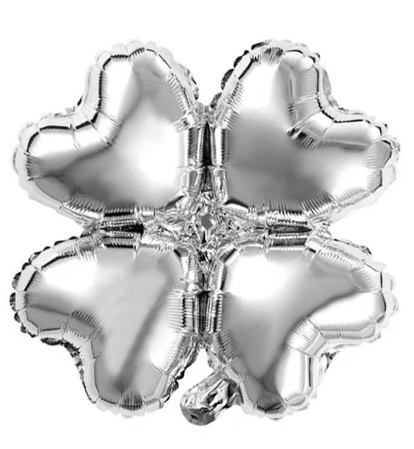 Фольгированный шар четырёхлистник 45 см Серебро (514623)