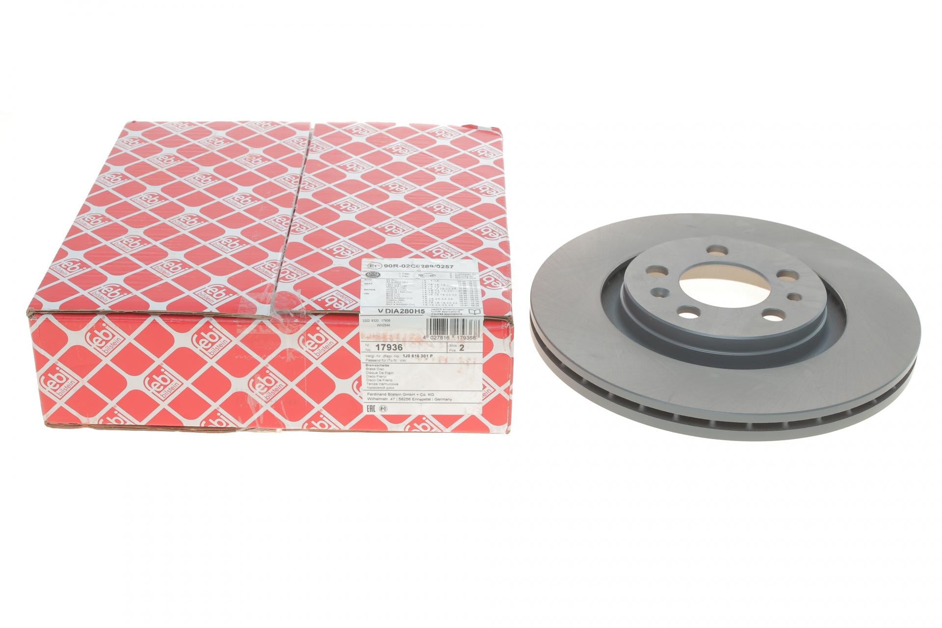 Диск тормозной передний FEBI BILSTEIN для Skoda Octavia/VW Golf IV 280x22 мм (17936)