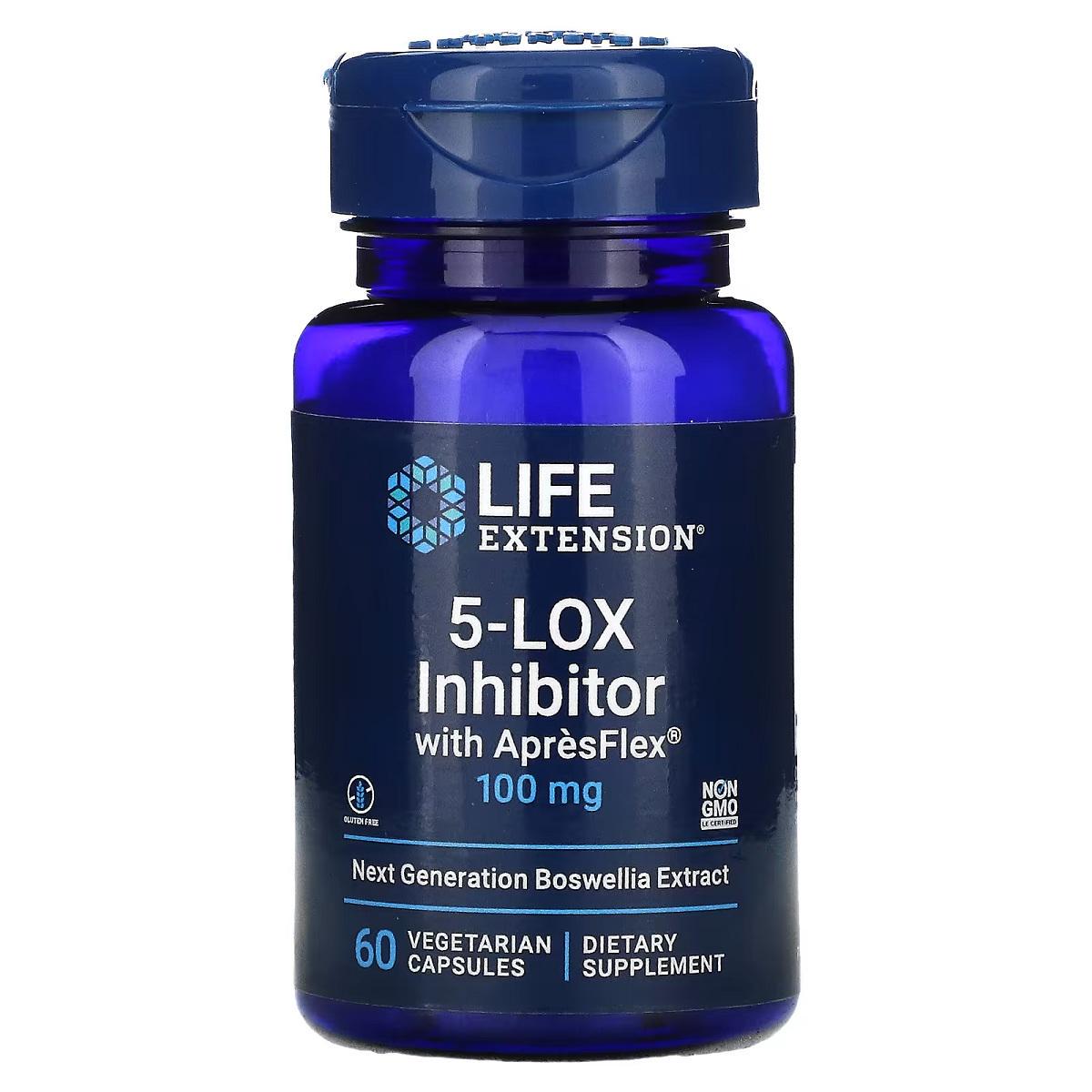 Ингибитор 5-LOX Life Extension Экстракт босвелии 100 мг 5-LOX Inhibitor with ApresFlex 60 вег. капс. (7262)