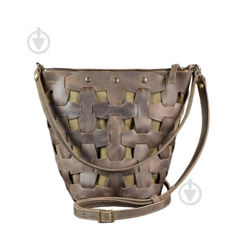 Шкіряна плетена сумка жіноча BlankNote Пазл Crazy Horse M Темно-Коричнева (BN-BAG-32-o)