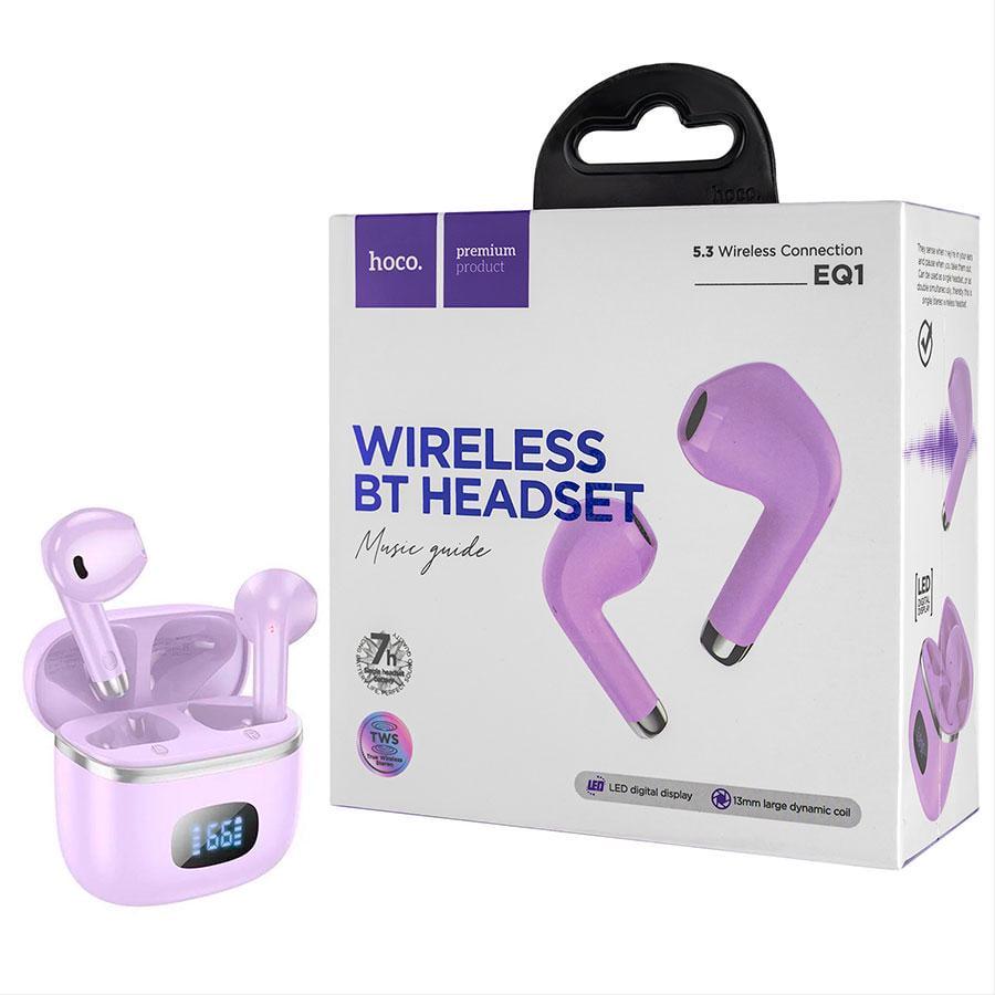 Навушники бездротові Hoco EQ1 Music guide true wireless BT headset Purple (218234)