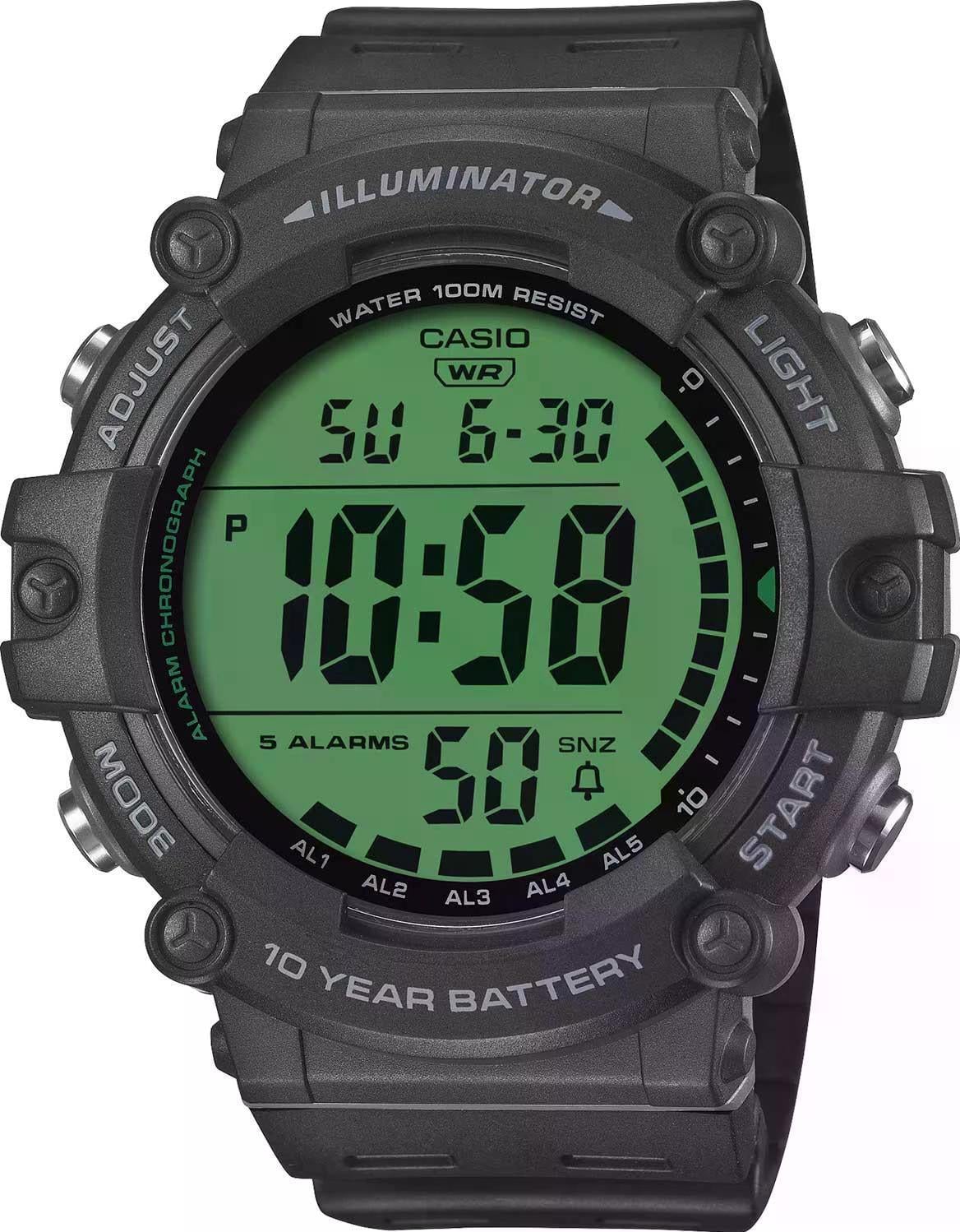 Часы мужские Casio AE-1500WHC-1A мировое время зеленый циферблат
