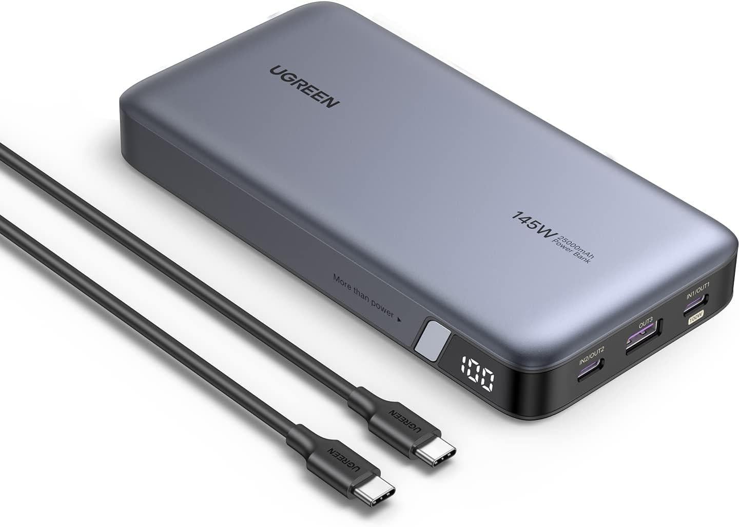 Повербанк UGREEN PB552 Nexode 145W 25000 mAh с 3 портами USB-C и поддержкой PD Grey (55995)