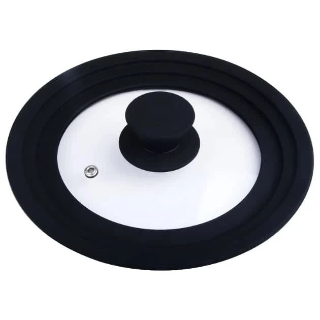 Кришка для посуду скляна з силіконовим обідком 18/20/22 см Чорний (32470458)