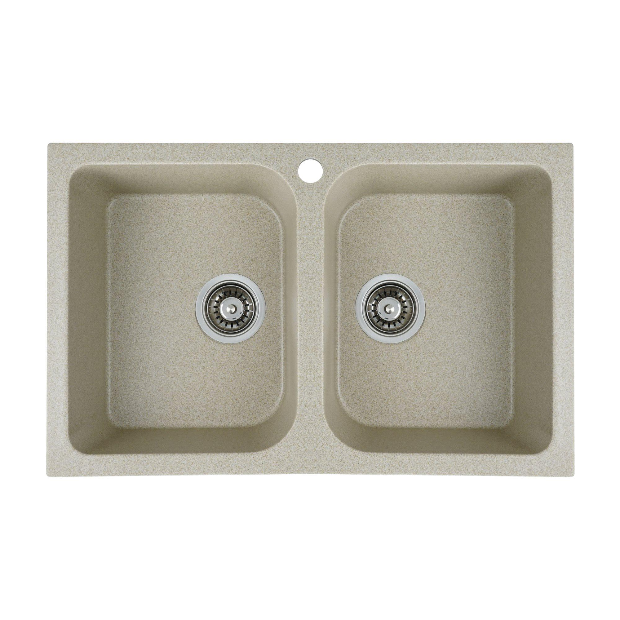 Мийка для кухні гранітна Platinum 7648W TWIN глянцева Сафарі