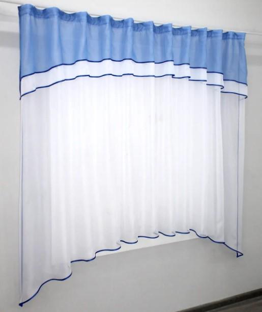 Гардина на кухню с аркой шифон 280х170 см Голубой/Белый (036к) - фото 2 Гардина на кухню с аркой шифон 280х170 см Голубой/Белый (036к) - фото 2