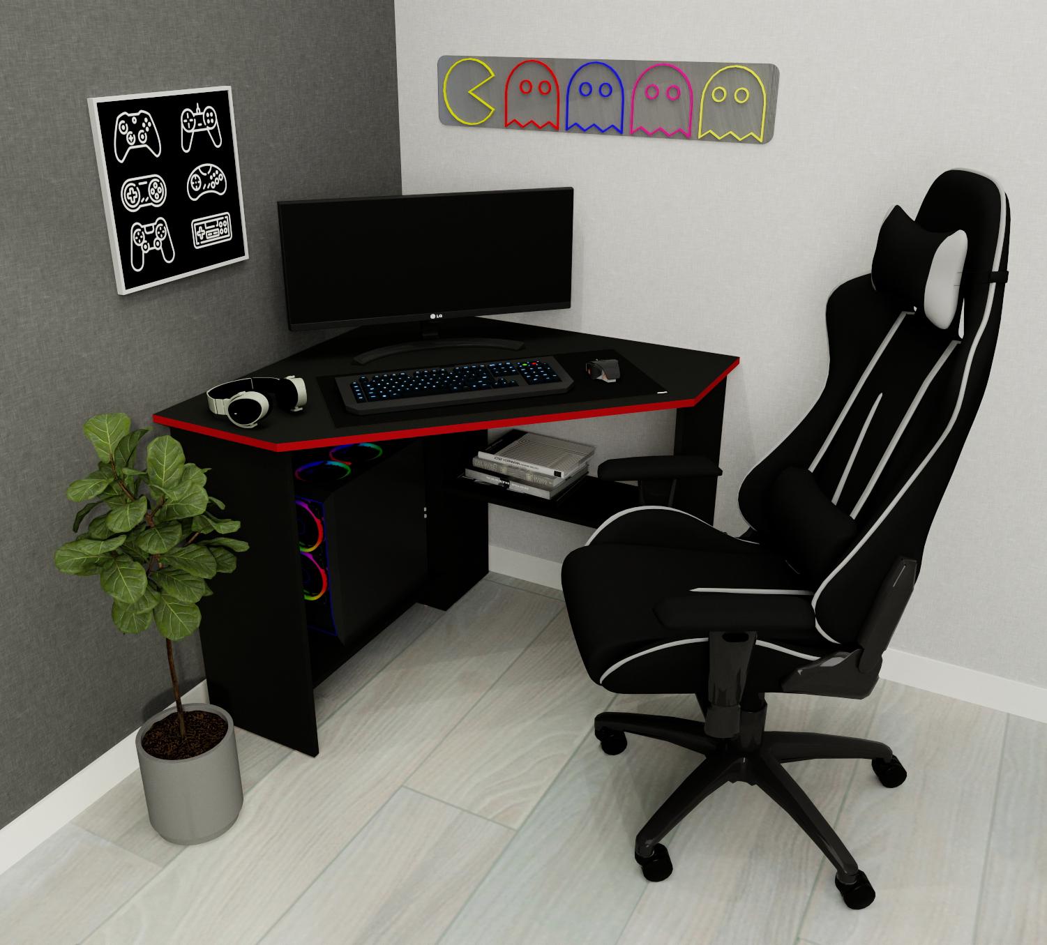 Комп'ютерний стіл з вирізом кутовий KIB-3 Чорний (27207688)