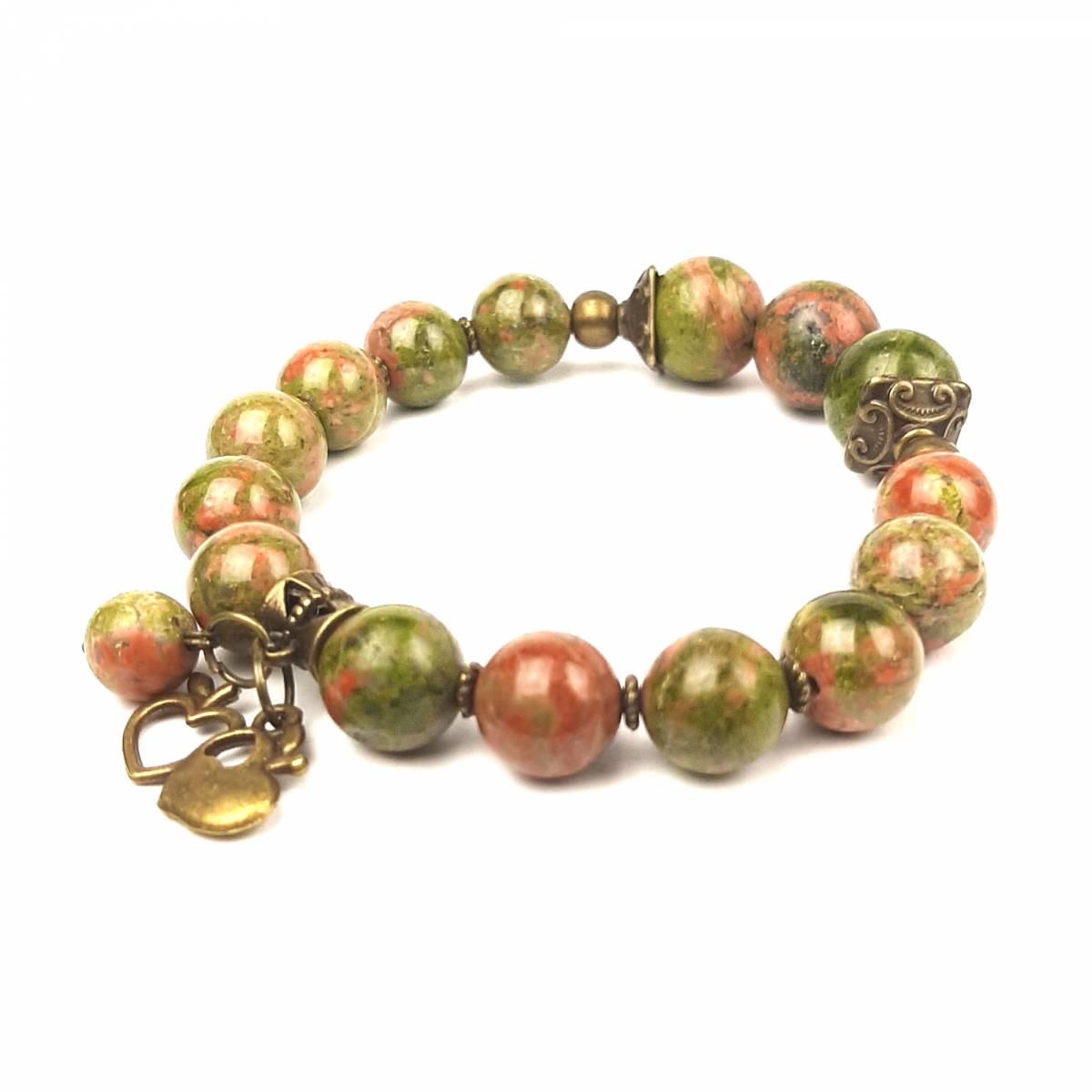 Браслет DARSANA Лесная чаща из натурального камня яшма унакит (DRSU057)