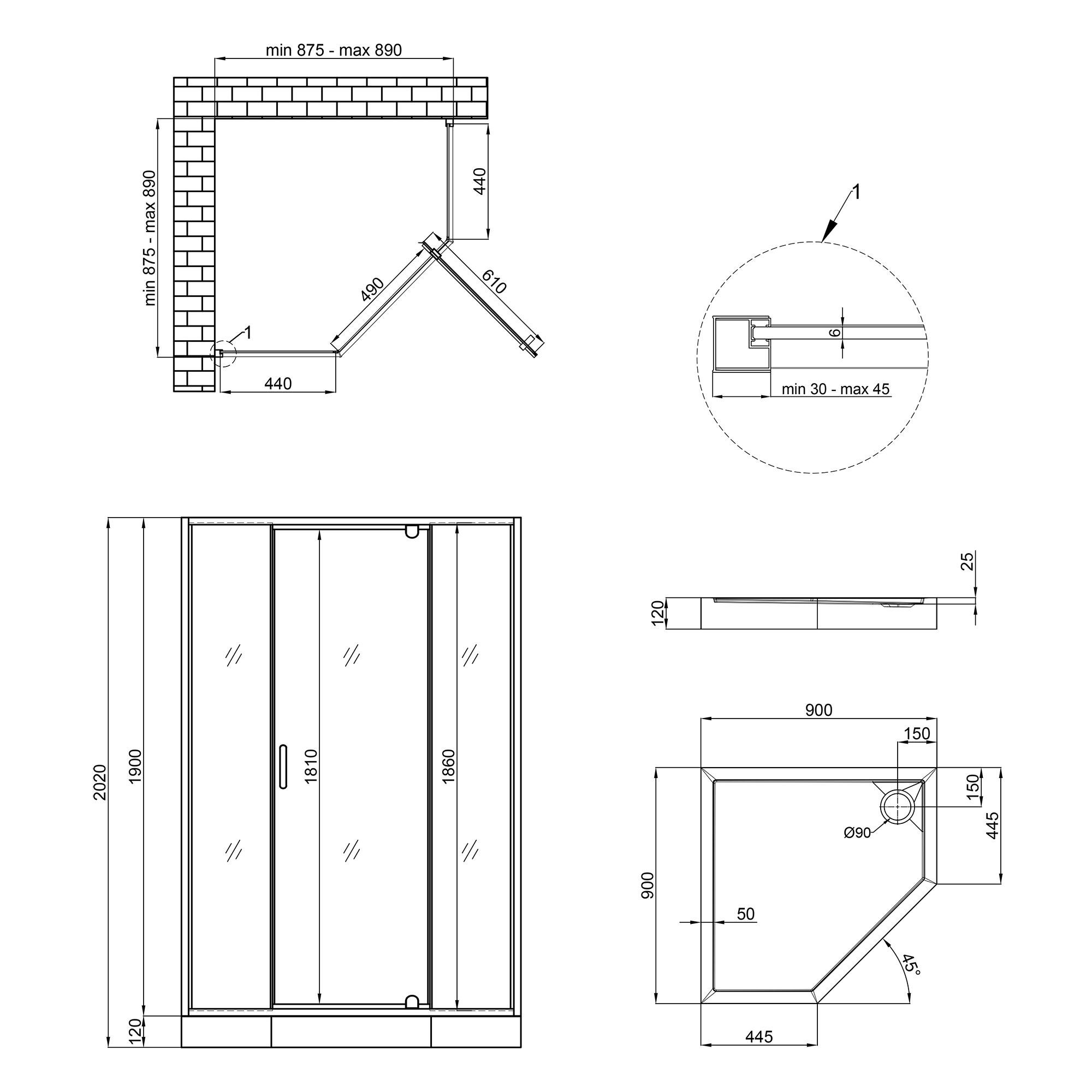 Душевая кабина Qtap Leo/Diamond LEOCRM10995AC6SET 90x90x202 см Хром (125864) - фото 6