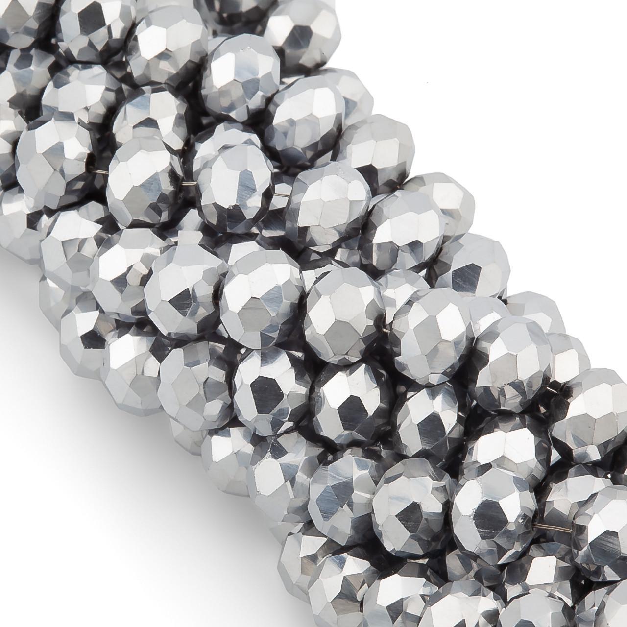 Намистини Swarovski огранювання рондель 8х6 мм 42 см 65 шт. Сріблястий/Металік (БС8127а00)