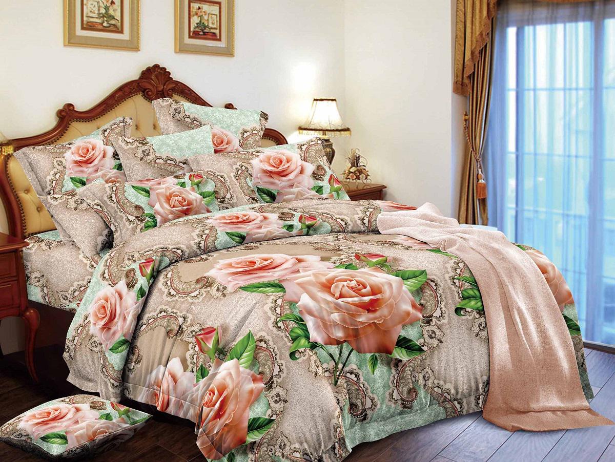 Комплект постельного белья Zastelli 16-88 Королевские розы микросатин полуторный 145х210 Бежевый