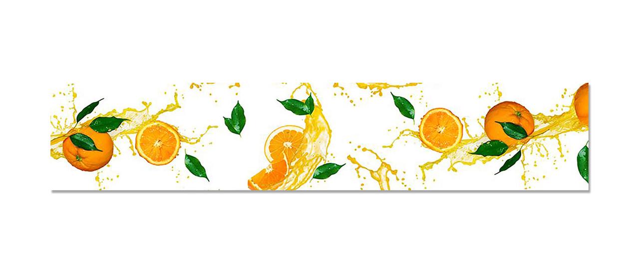 Кухонный фартук Апельсиновый сок/Цитрусы из самоклеющейся виниловой пленки 60х300 см Оранжевый