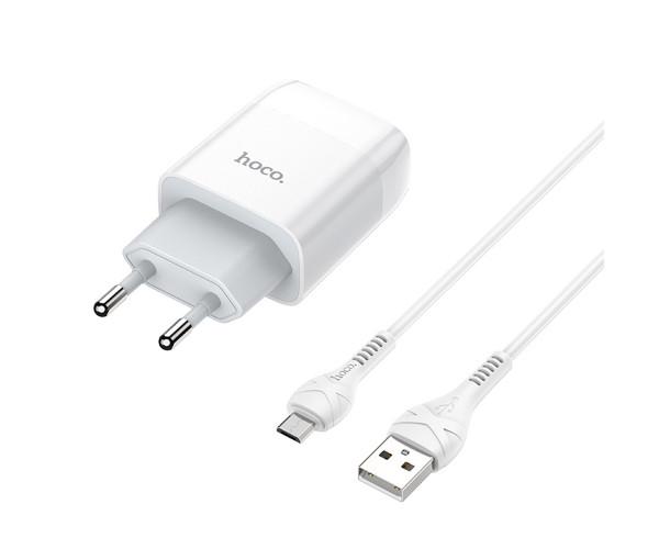 Устройство сетевое зарядное Hoco C73A 2 USB 2,4 A Type-C 1 м White