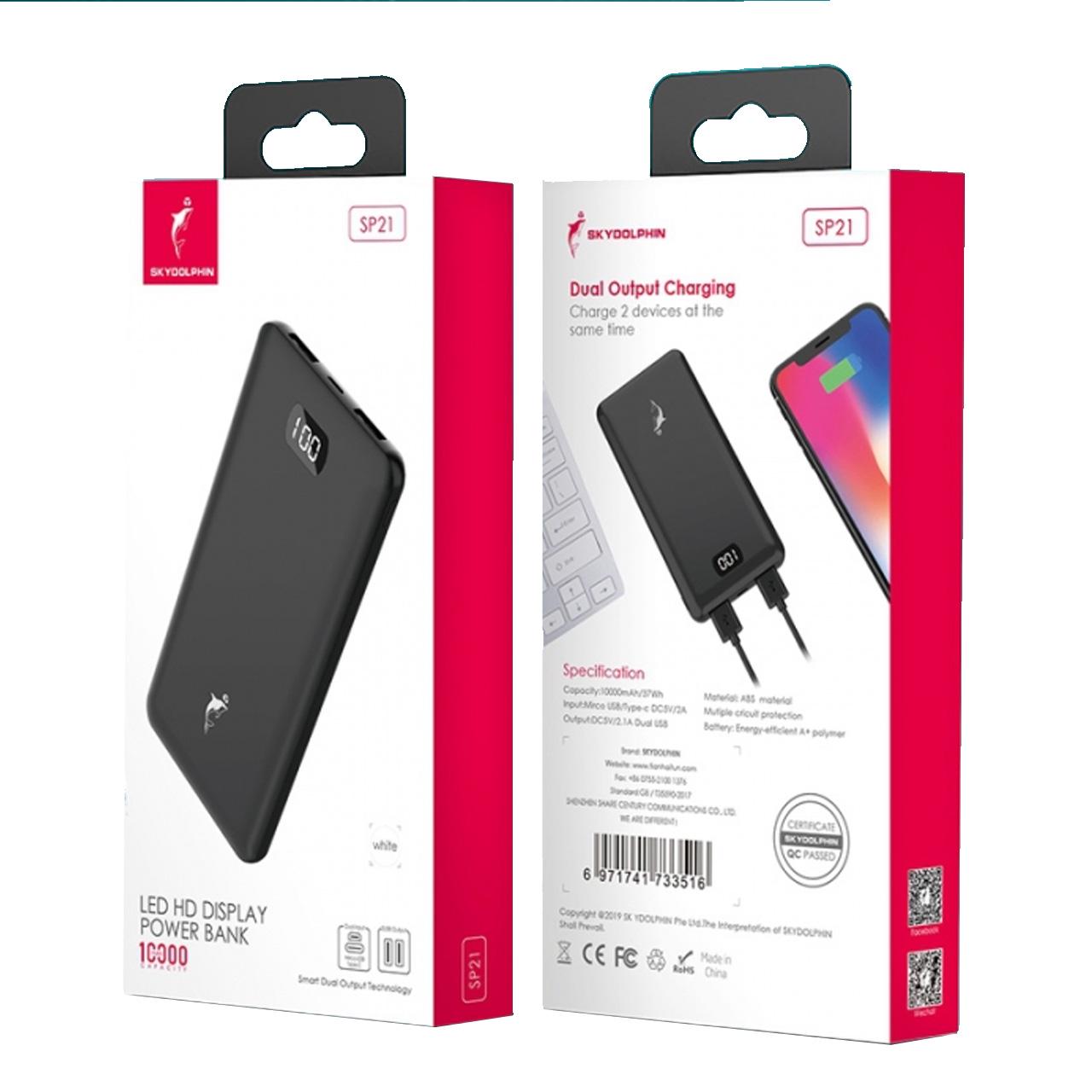 Портативний зарядний пристрій Power Bank SkyDolphin SP21 10000 mAh MicroUSB/Type-C Black (180709) - фото 4