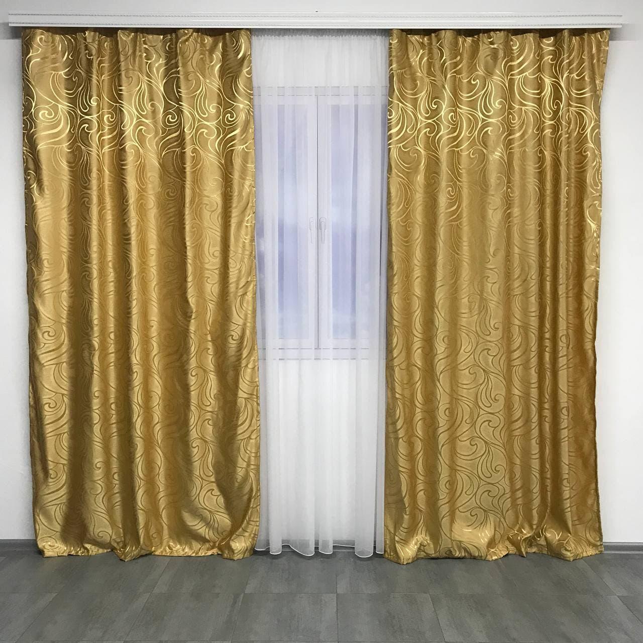Готовые жаккардовые шторы ALBO 150x270 см 2 шт. Золотистый (SH-B20-9)