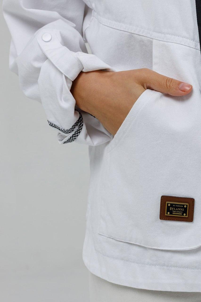 Куртка-толстовка джинсовая женская 5XL Белый (0711a/5XL) - фото 5 Куртка-толстовка джинсовая женская 5XL Белый (0711a/5XL) - фото 5