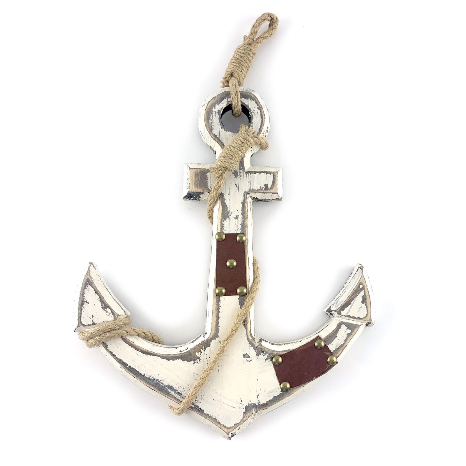 Якорь деревянный 44х27х1,5 см Белый (24407B)